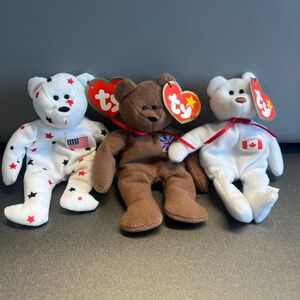 McDonald’s Happy Meal 1993 Ty Teenie Beanie Babies Countries Plush Bears Trio